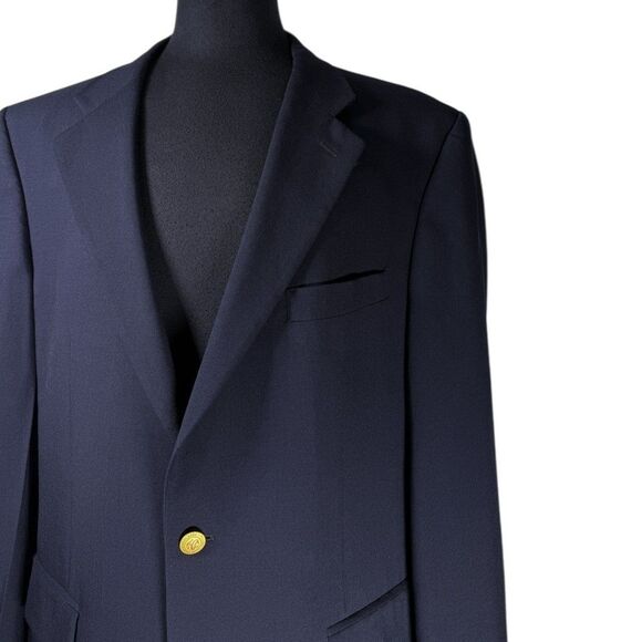 Vintage Brooks Brothers Mens 42L Blue Wool Blazer Sport Coat Jacket Gold Buttons - Picture 7 of 11